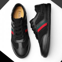 Fashionable sports sneakers - genuine leather - lightweight - with breathable meshShoes