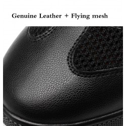Fashionable sports sneakers - genuine leather - lightweight - with breathable meshShoes