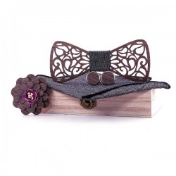 Cufflinks - lapel flower - handkerchief - bow tie - neckband strap - wooden setBows & ties