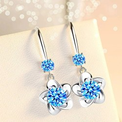 Crystal flowers - hook earrings - 925 sterling silverEarrings