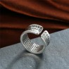 Buddhism heart sutra & lotus - ring - resizable - 925 sterling silverRings