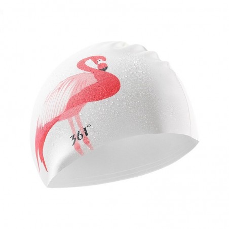 Swimming cap with flamingo - ear / long hair protection - siliconeSwimming