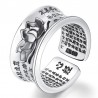 Buddhism heart sutra & lotus - ring - resizable - 925 sterling silverRings