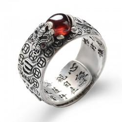 Tibetan six words proverb - ring - adjustable - 925 sterling silverRings