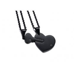 Heart & key - with crystals - necklace - unisex - for him & herNecklaces