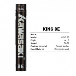 Kawasaki - King 8E - badminton shuttlecock - goose feather - speed 76 / 77 - 12 piecesBadminton
