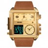 Sports quartz watch - 3 time zone - LED - leather bandWatches