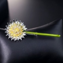 Green dandelion flower - broochBrooches