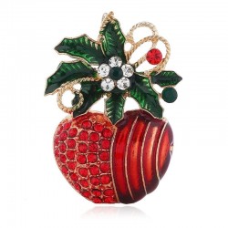 Red flower / apple - crystal broochBrooches