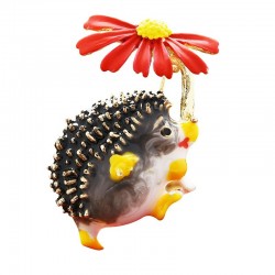 Hedgehog with a flower - broochBrooches