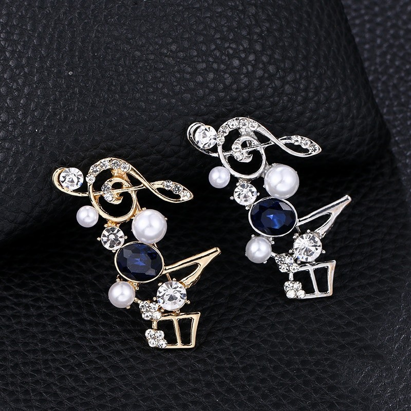 Crystal musical notes - elegant broochBrooches