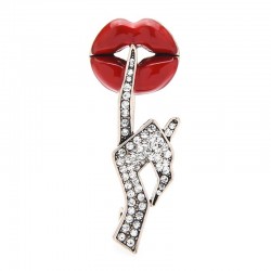 Crystal hand with red lips - sexy broochBrooches
