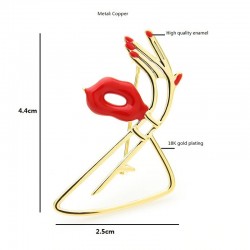 Sexy red lips with hand - broochBrooches