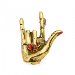 Hand with "Love" gesture - red nails - punk broochBrooches