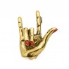 Hand with "Love" gesture - red nails - punk broochBrooches