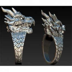 Stainless steel ring with a dragon head - Punk / Gothic styleRings
