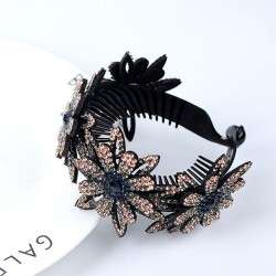 Floral hair clip - bun maker - claw - with sparkling rhinestonesHair clips
