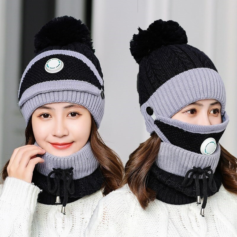3 in 1 - knitted beanie / face mask / scarf - warm winter setMouth masks