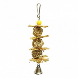 Hanging toy for birds - with natural straw flowersBirds