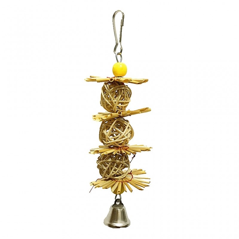 Hanging toy for birds - with natural straw flowersBirds