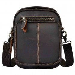 Leather shoulder / crossbody bag - with zippers / pocketsBags