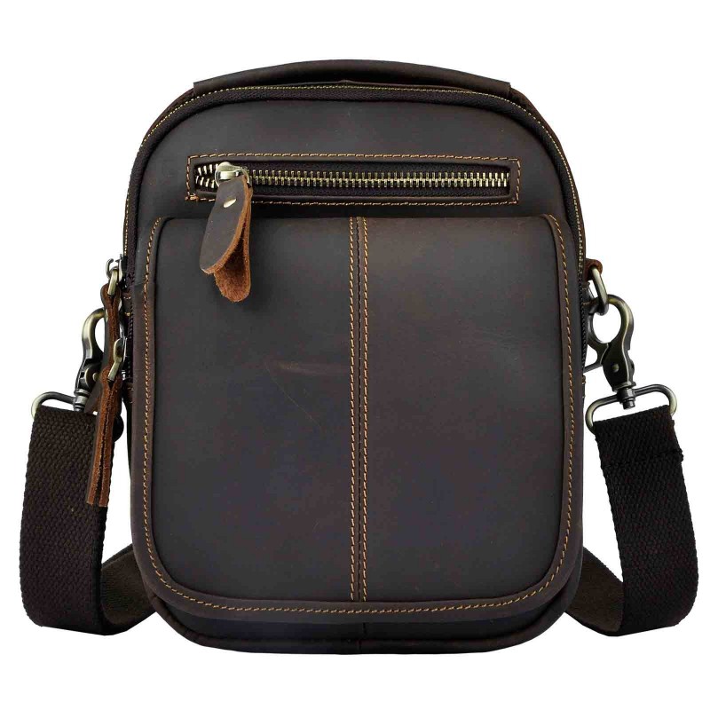 Leather shoulder / crossbody bag - with zippers / pocketsBags