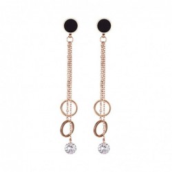Rose gold long earrings - with crystal decorationEarrings