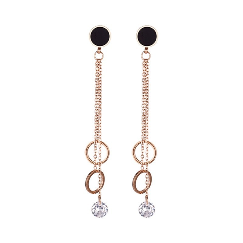 Rose gold long earrings - with crystal decorationEarrings