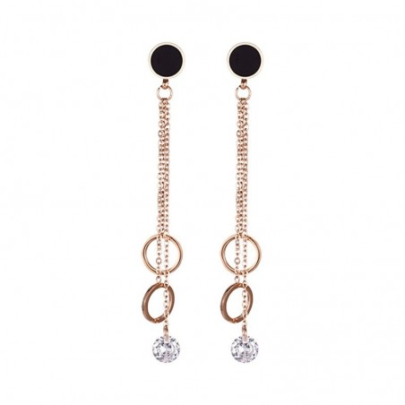 Rose gold long earrings - with crystal decorationEarrings