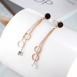 Rose gold long earrings - with crystal decorationEarrings