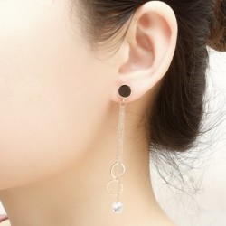 Rose gold long earrings - with crystal decorationEarrings
