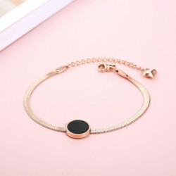 Rose gold bracelet - black round pendant with Roman numeralsBracelets