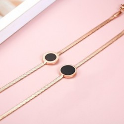 Rose gold bracelet - black round pendant with Roman numeralsBracelets