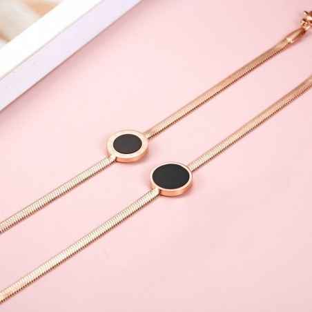 Rose gold bracelet - black round pendant with Roman numeralsBracelets
