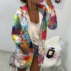 Jacket with hood - bomber - windbreaker - with pockets / zipper - colourful printJackets