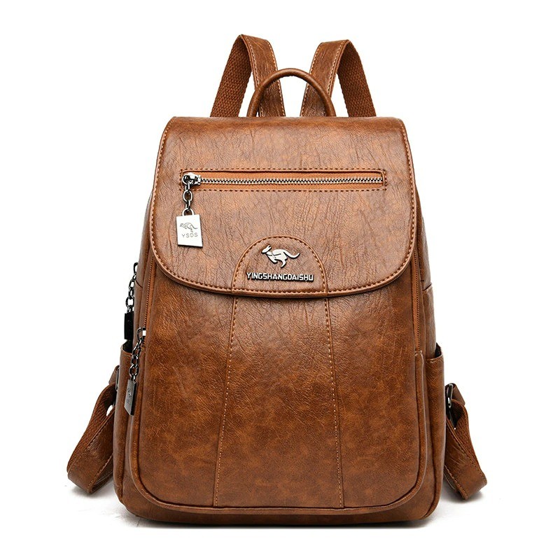 Leather backpack - with hand strap / zippersBackpacks