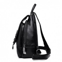 Fashionable leather backpack - with a metal front buckleBackpacks