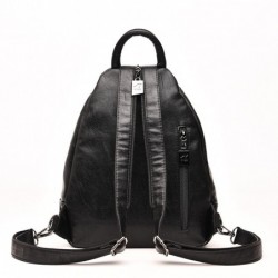 Fashionable leather backpack - with a metal front buckleBackpacks