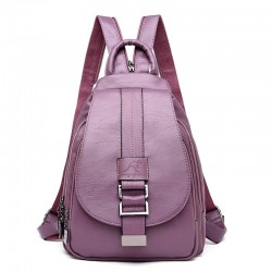Fashionable leather backpack - with a metal front buckleBackpacks