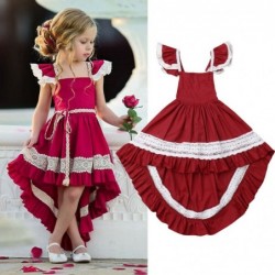 Elegant red dress for girls - with lace ruffles - irregular lengthClothing