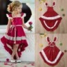 Elegant red dress for girls - with lace ruffles - irregular lengthClothing