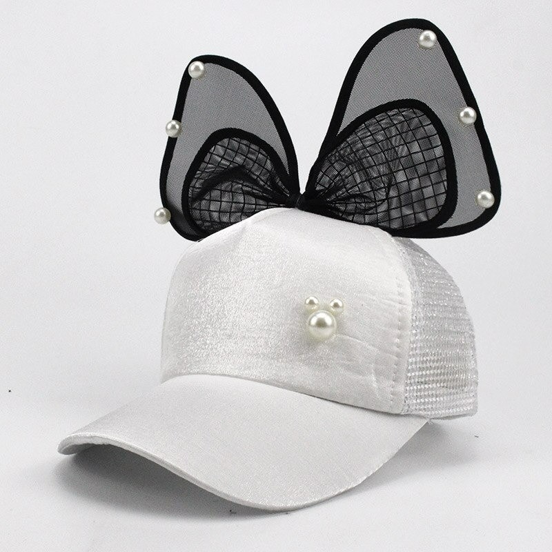 Kids baseball cap - snapback with bow / pearls / meshHats & caps