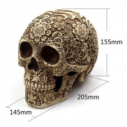 Skull statue - with floral carving - Halloween decorationHalloween & Party
