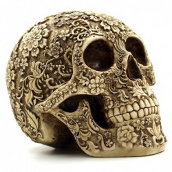 Skull statue - with floral carving - Halloween decorationHalloween & Party