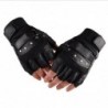 Military leather gloves - with rivets - half finger design - for gym / fitnessGloves