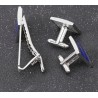 Blue square cufflinks / tie clip - zinc alloyCufflinks