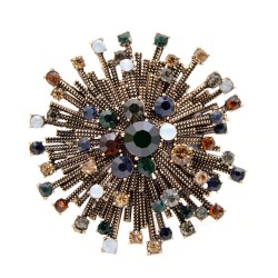 Vintage round flower - brooch with crystalsBrooches