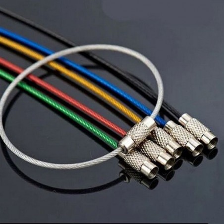 Colorful EDC keychain - stainless steel carabiner - wire cable rope - with screw lockingSurvival tools