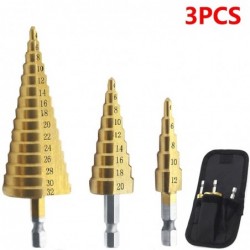 HSS titanium drill bit - 4-12mm / 4-20mm / 4-32mm - for metal / wood cutting - 3 piecesBits & drills