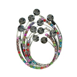 Vintage flower brooch - with colorful crystalsBrooches